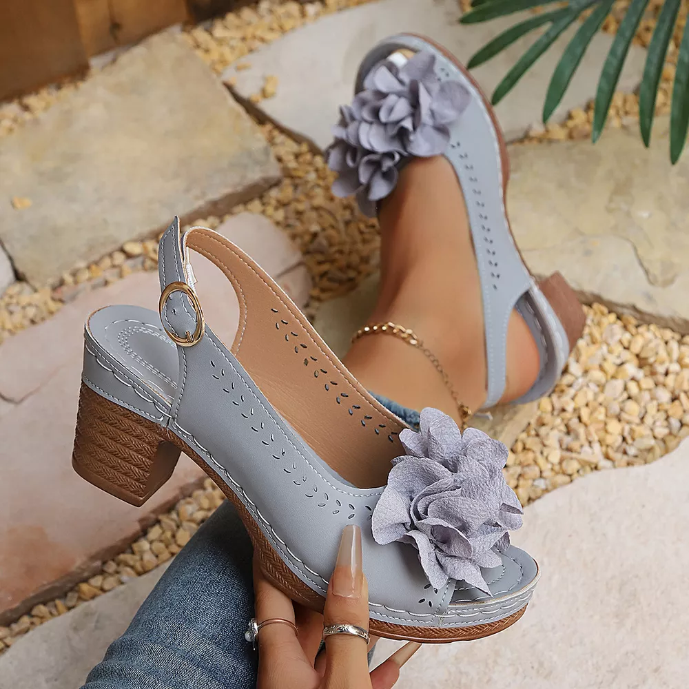 Peep Toe Block Heels Sandals, image 7