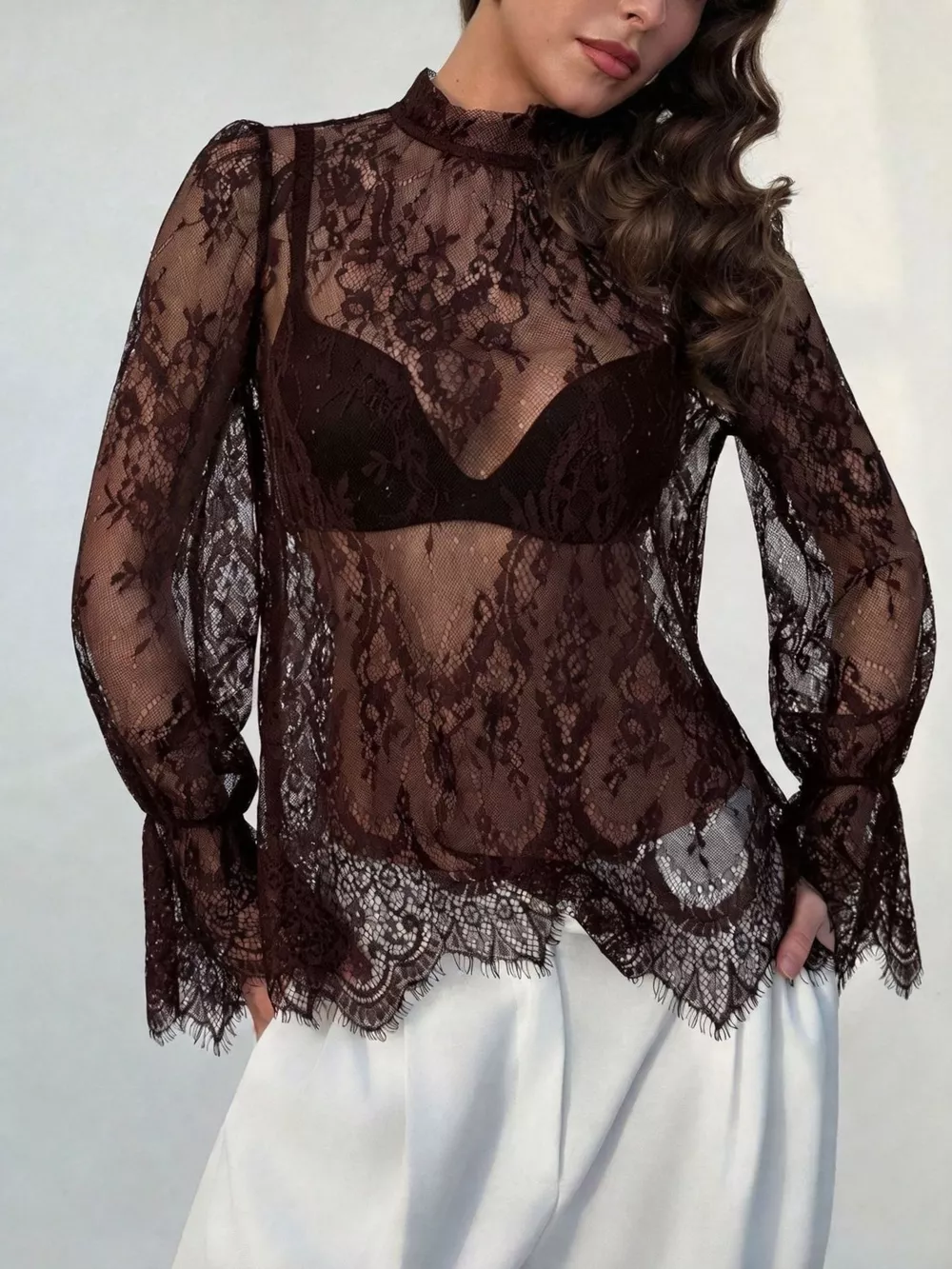 Lace Flounce Sleeve Top, image 9