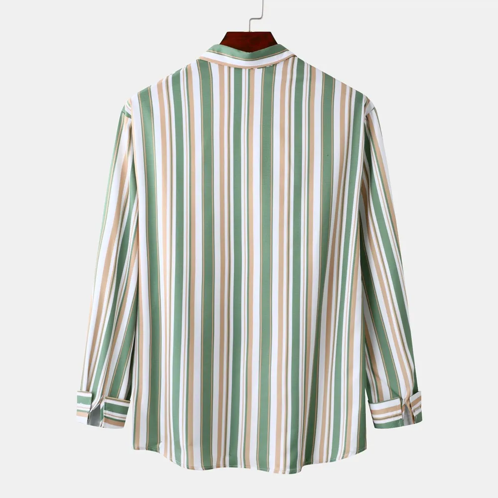 Men's Striped Button Up Long Sleeve Shirt, image 2