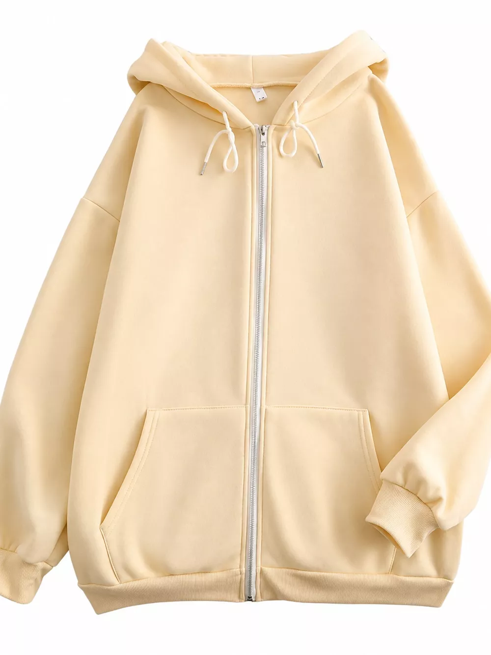 Full Size Oversized Solid Zip-Up Hoodie with Drawstring Plus Size, image 7