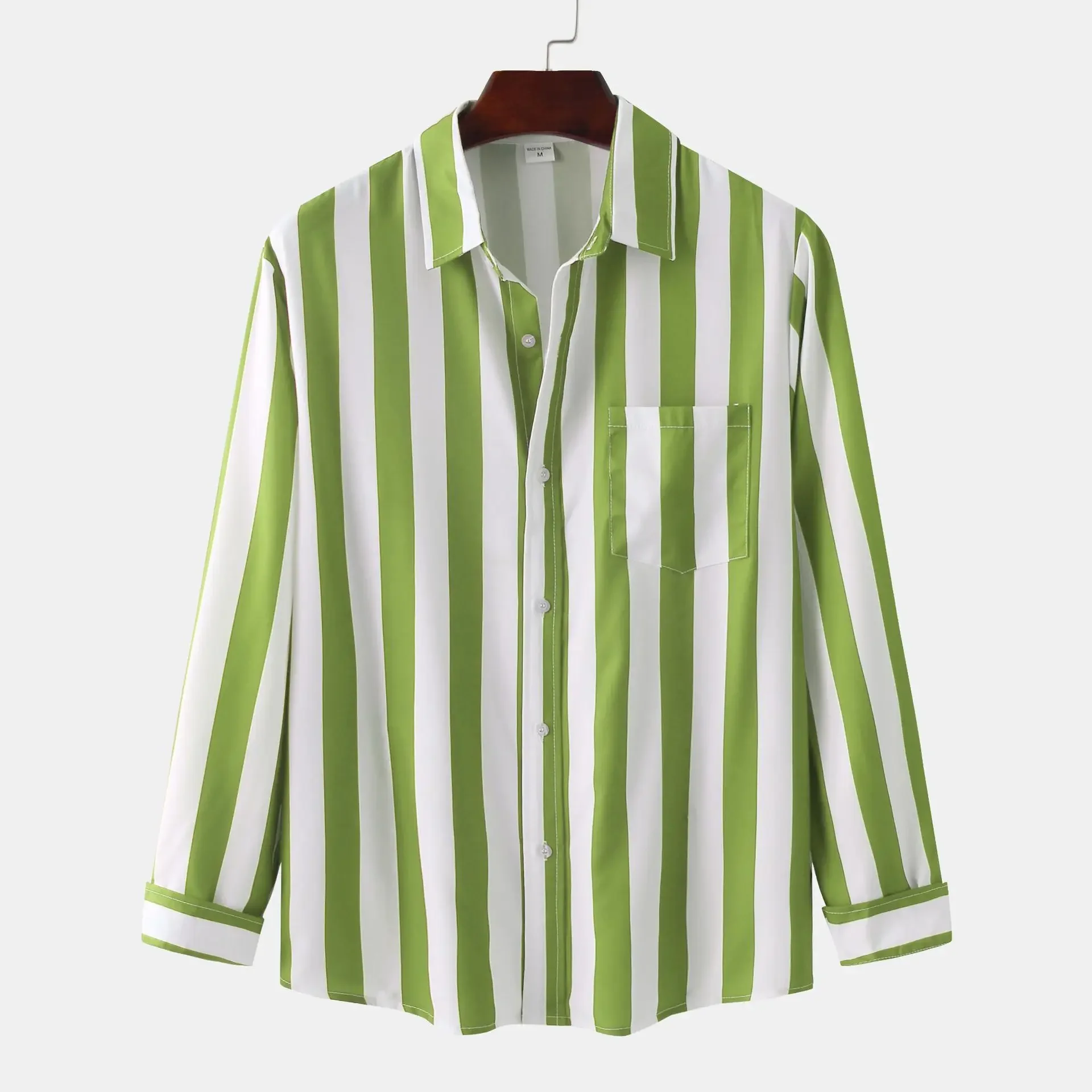 Men's Striped Button-Down Long Sleeve Shirt, image 2