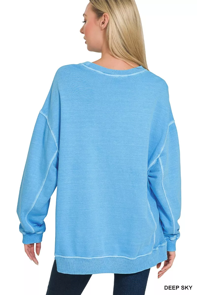 Full Size French Terry Pigment Dye & Enzyme Washing Pullover Plus Size, image 2
