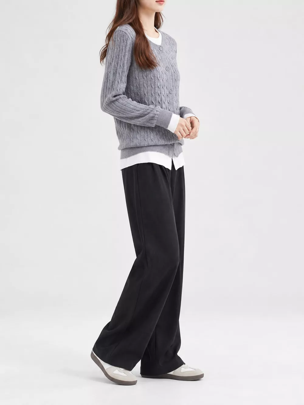 Cable-Knit Button-Down Cardigan, image 15