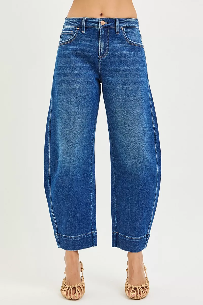 Mid Rise Crop Barrel Jeans, image 4