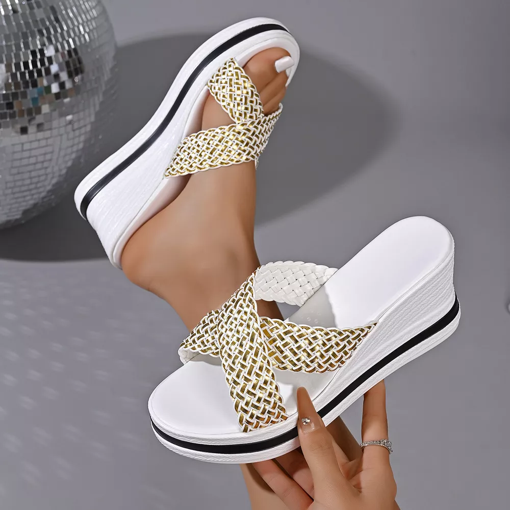 Woven Strap Wedge Sandals, image 2