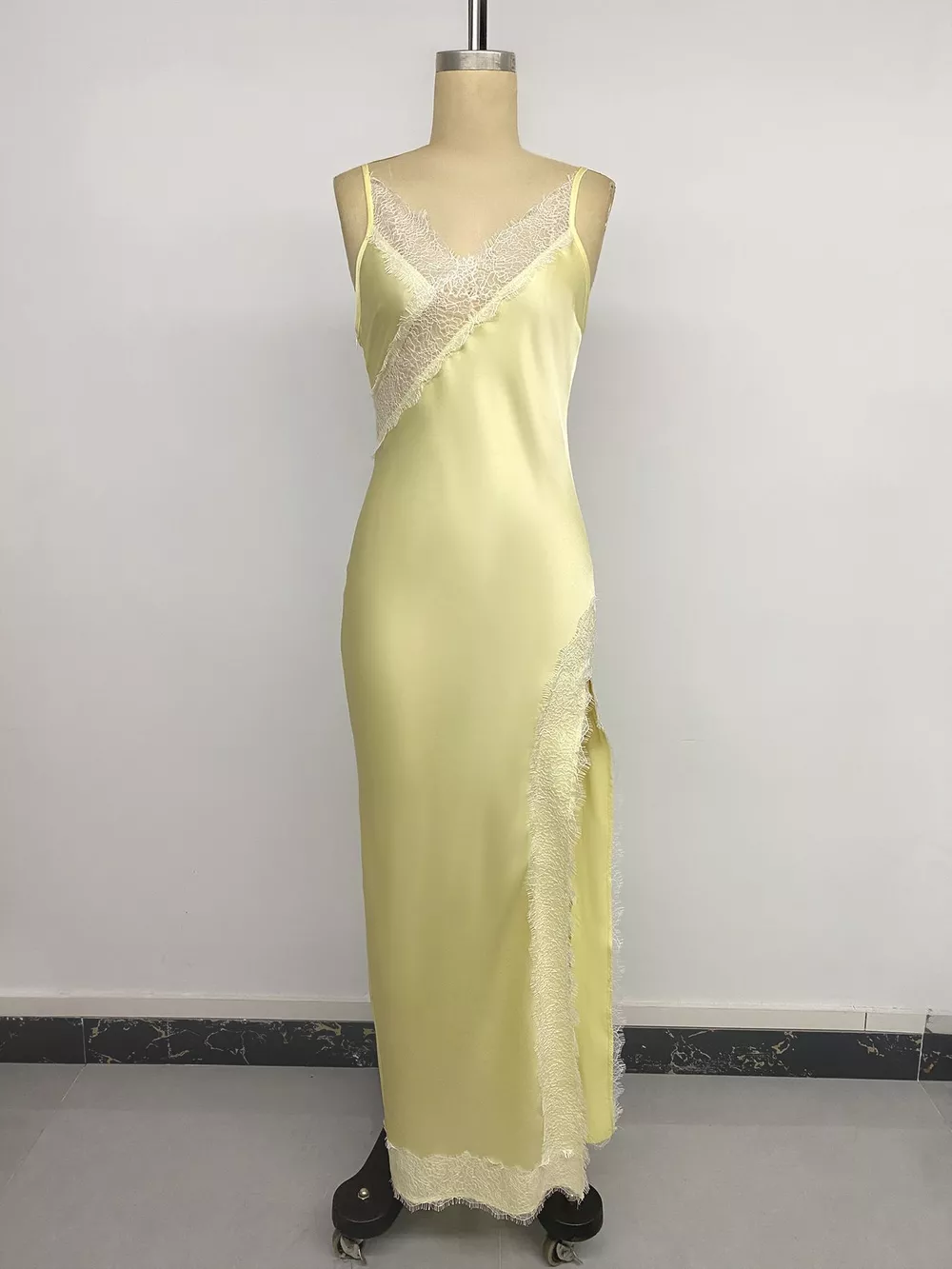 Lace Trimmed Slit Midi Dress, image 7