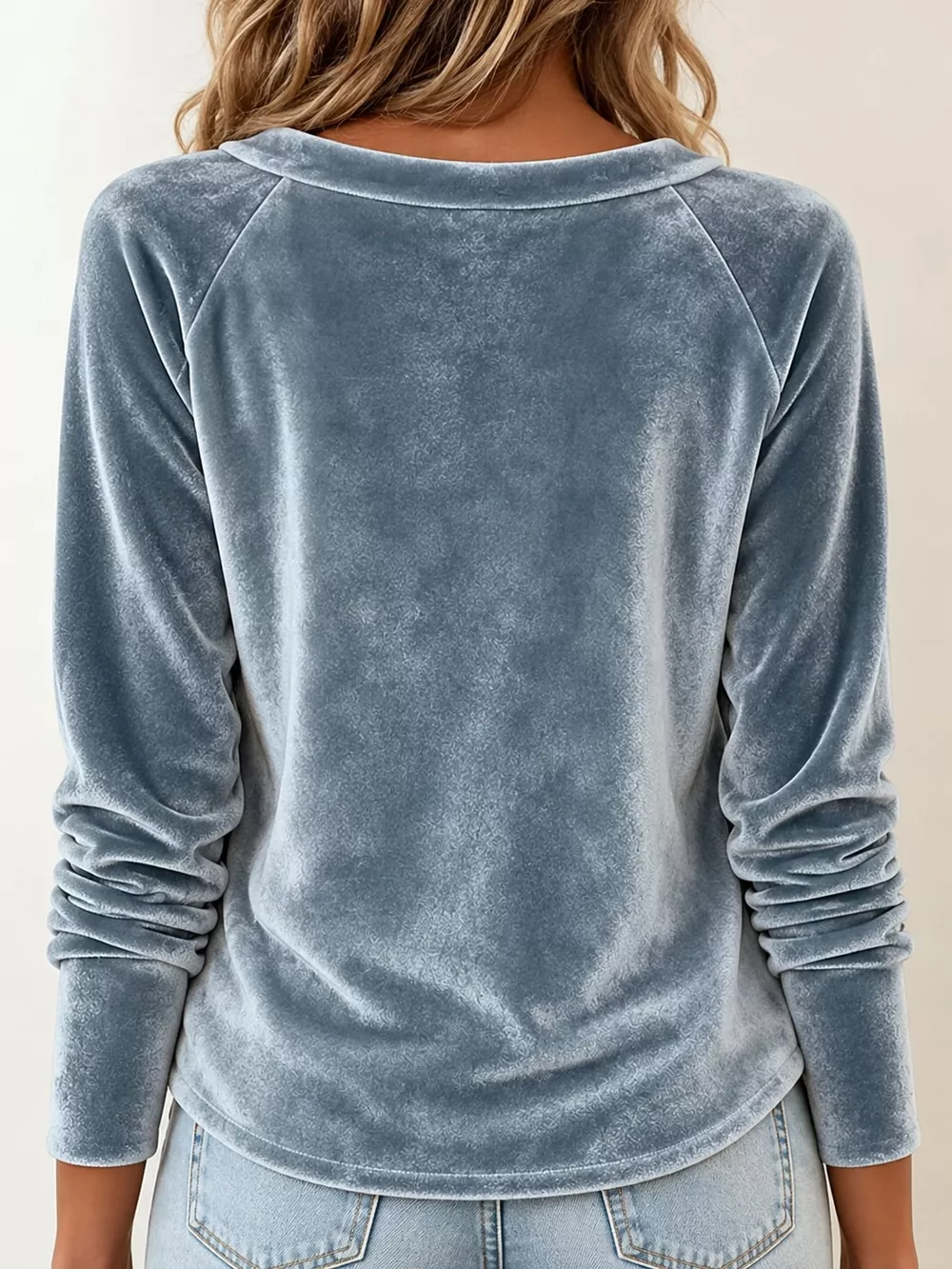 Full Size Velvet Cowl Neck Long Sleeve T-Shirt Plus Size, image 29