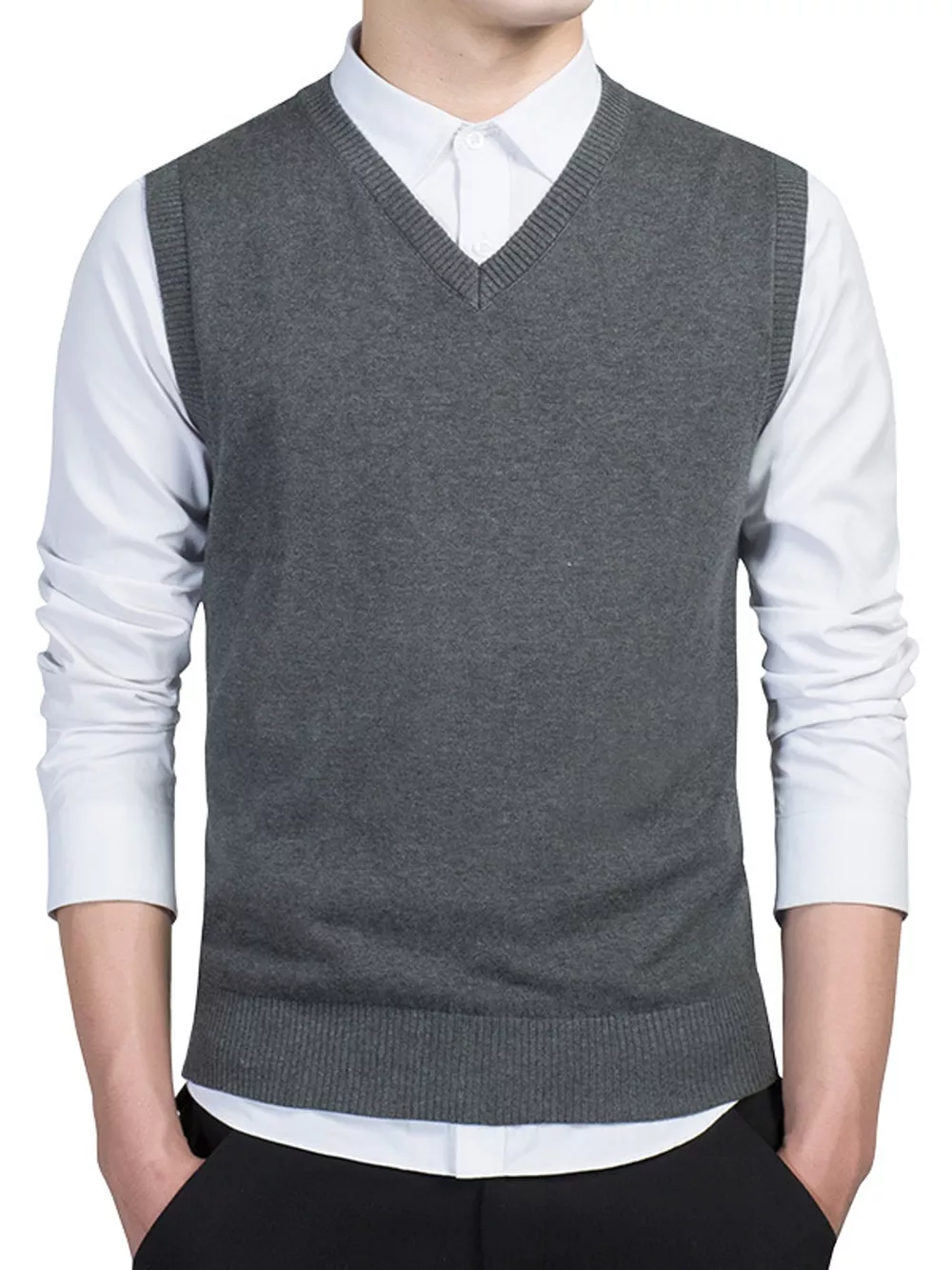 Men's Plus Size V-Neck Sweater Vest, image 11