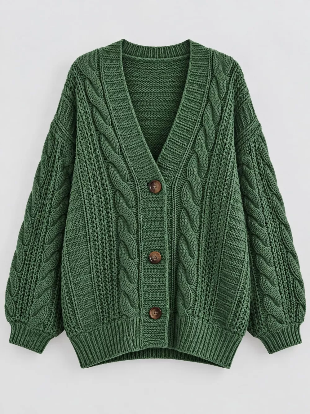 Cable Knit Button-Down Cardigan, image 9