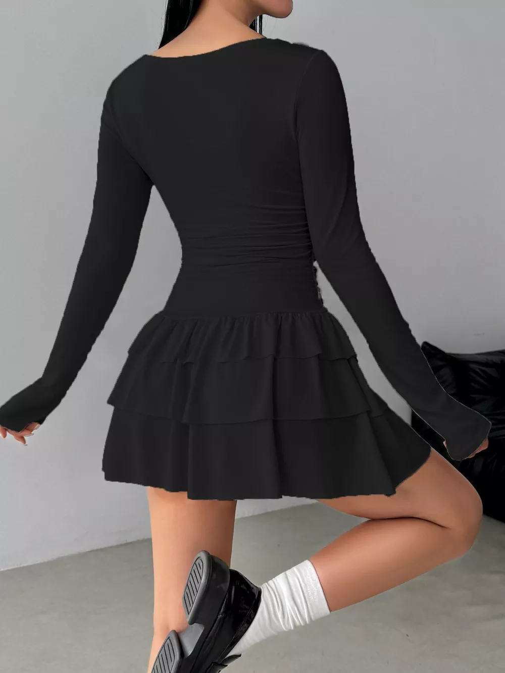 Layered Ruffle Long Sleeve Mini Dress, image 14