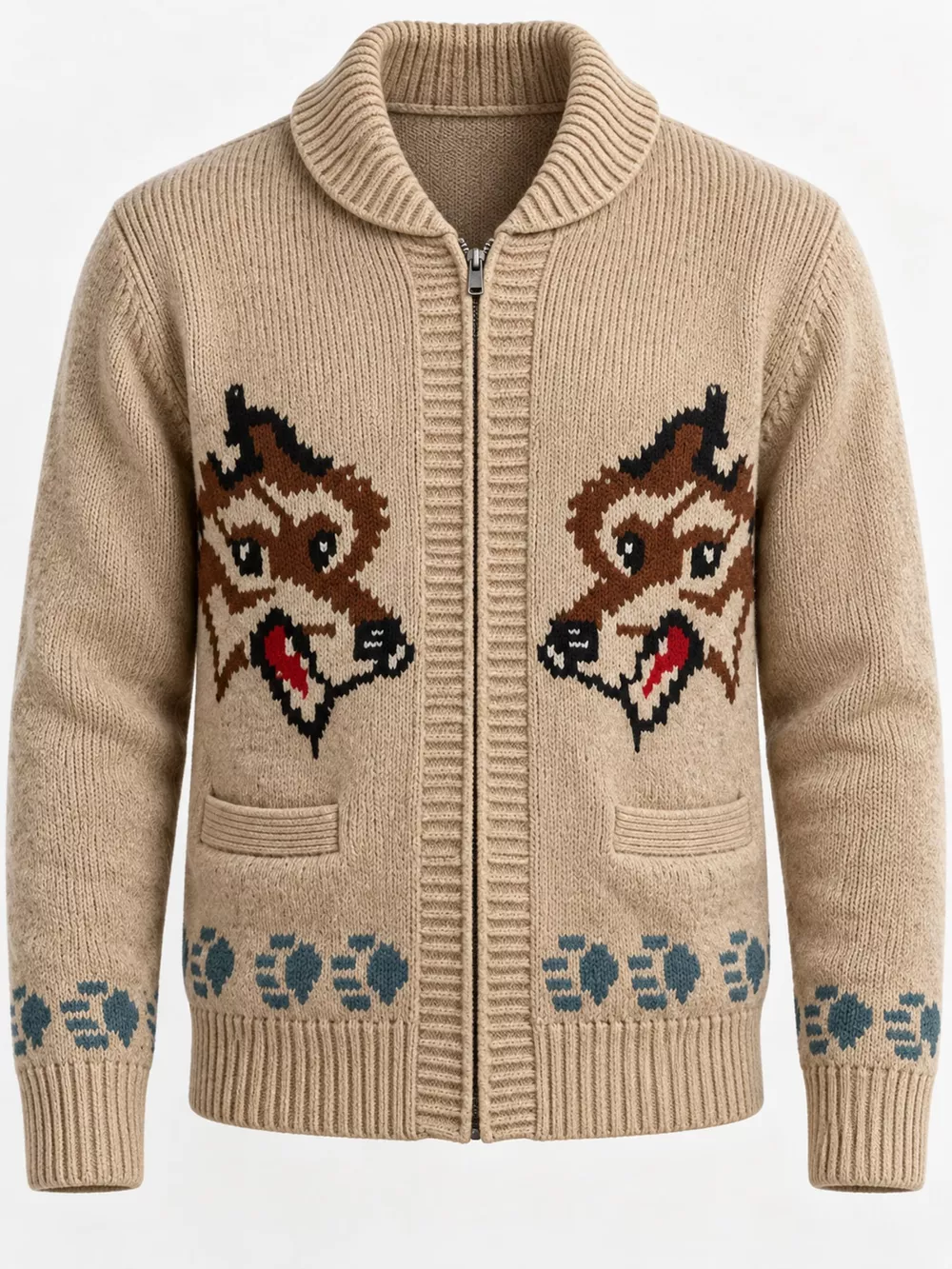 Men's Full Size Animal Chunky Knit Zip-Up Cardigan Plus Size, image 29