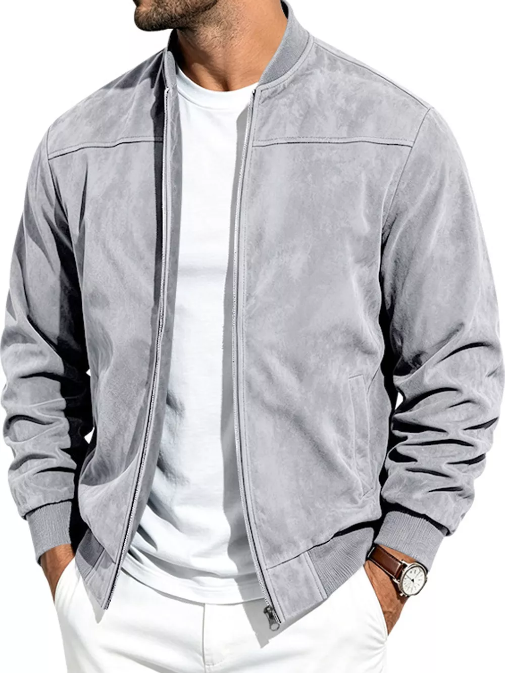 Men's Full Size Zip Up Long Sleeve Jacket Plus Size, image 19