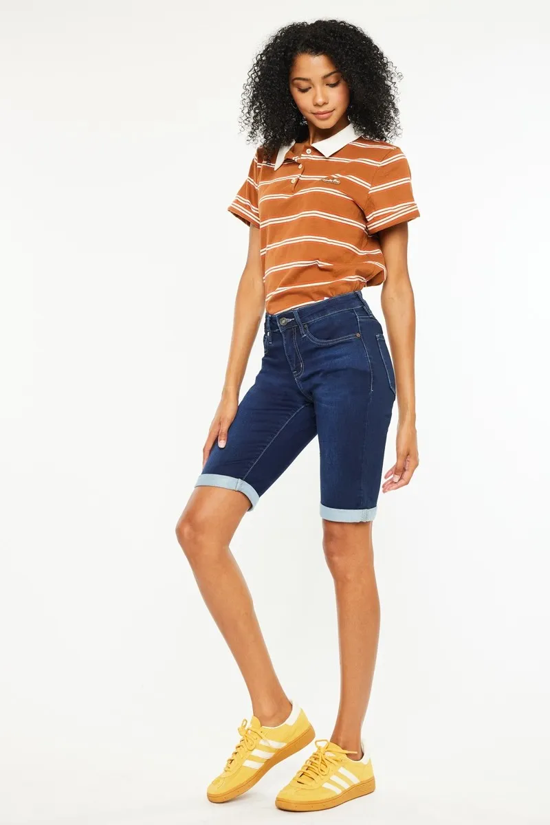Mid Rise Bermuda Denim Shorts, image 2