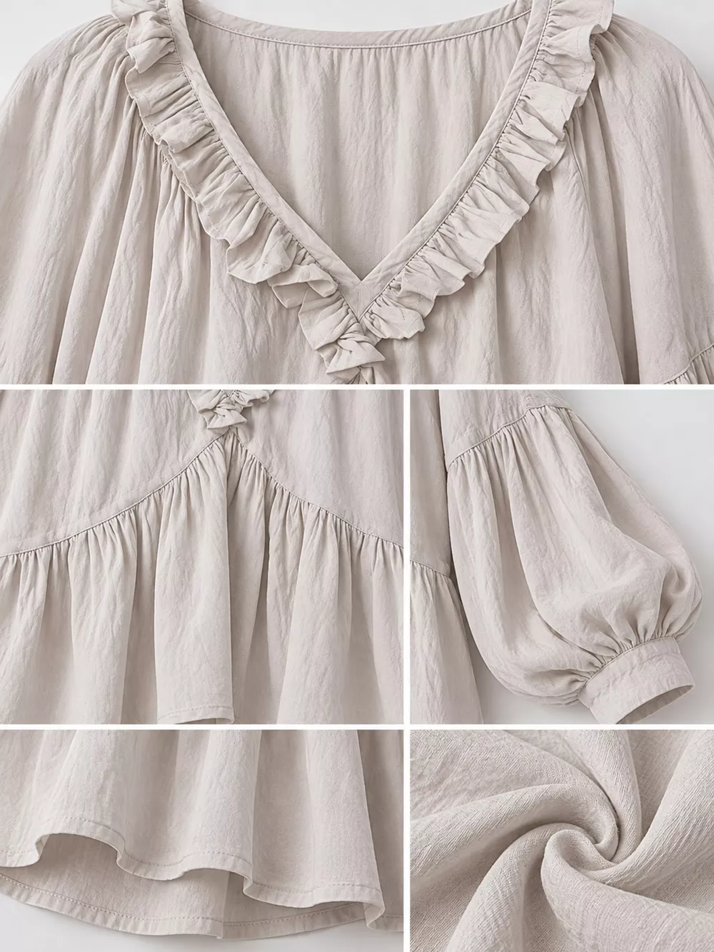 Ruffled V-Neck Blouse, image 4