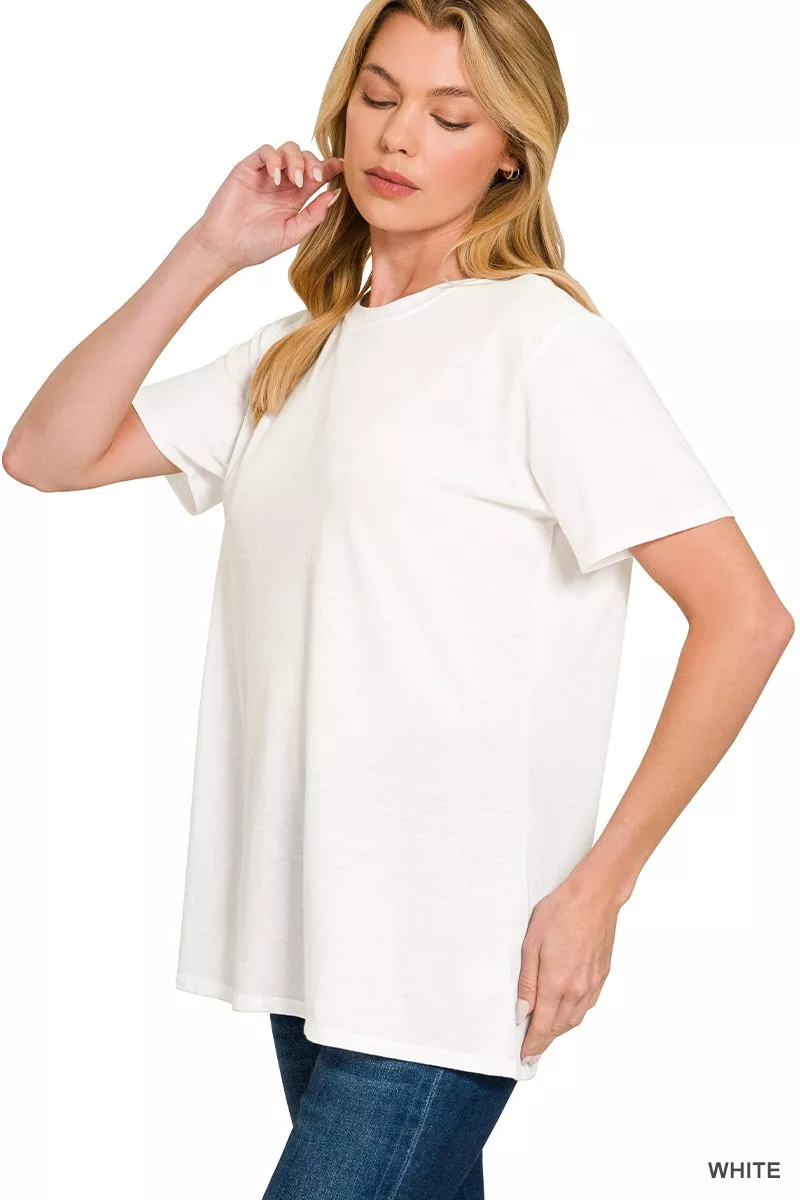 Cotton Boyfriend Round Neck Tee, image 3