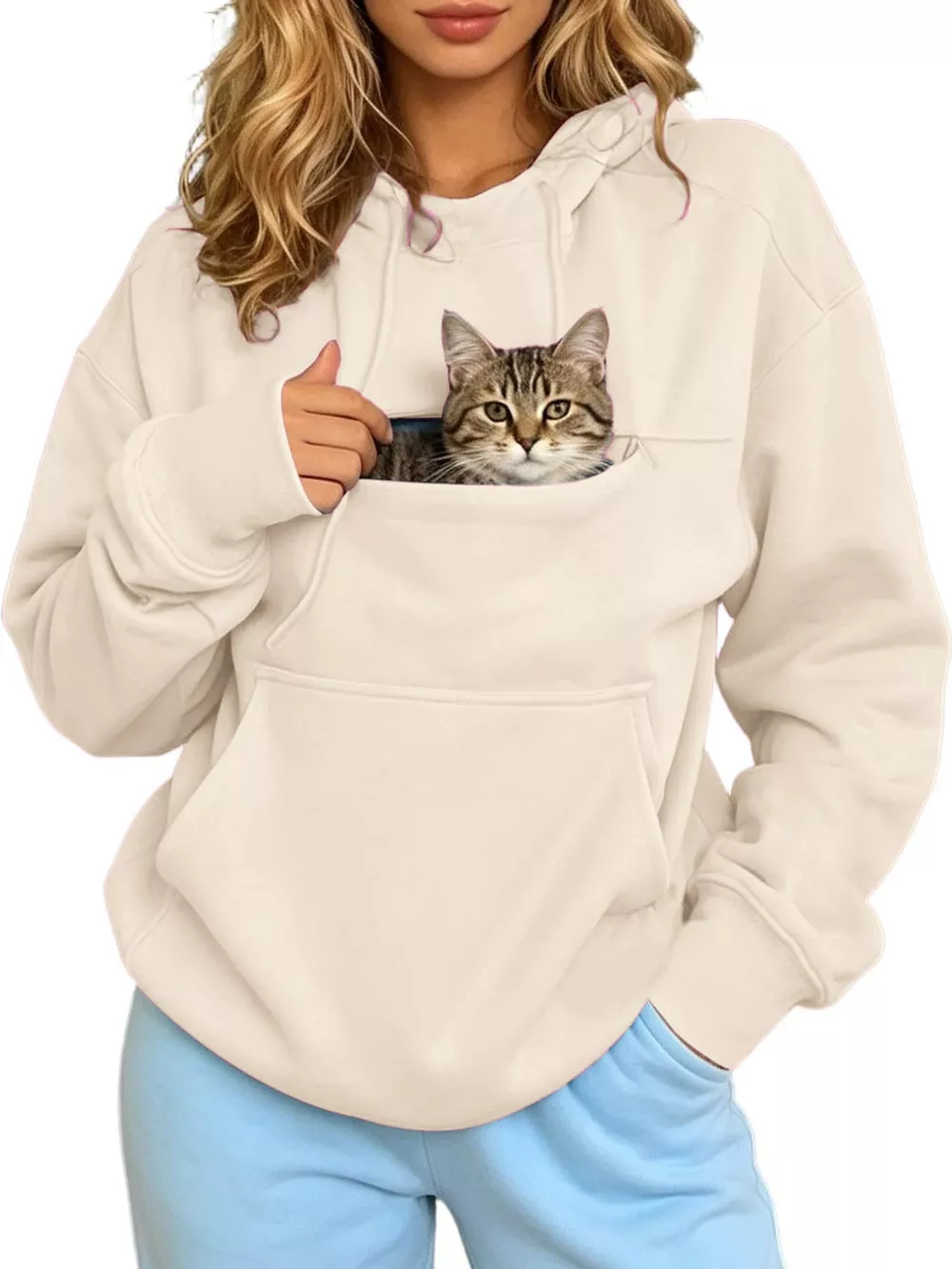 Full Size Cat Pouch Drawstring Hoodie Plus Size, image 25
