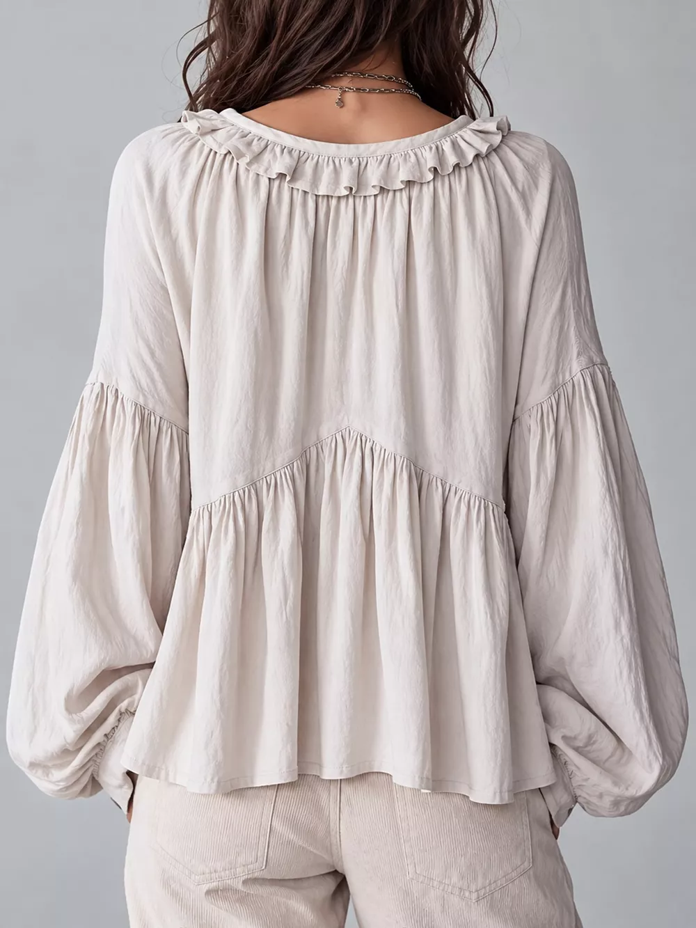 Ruffled V-Neck Blouse, image 3
