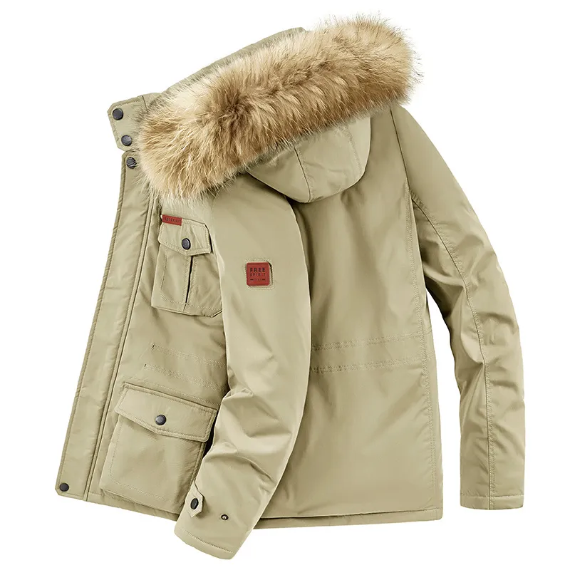 Men's Plus Size Fur Hooded Warm Winter Coat, image 5