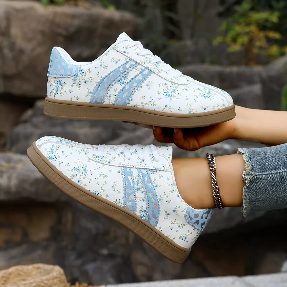 Floral Print Flats Sneakers, image 4
