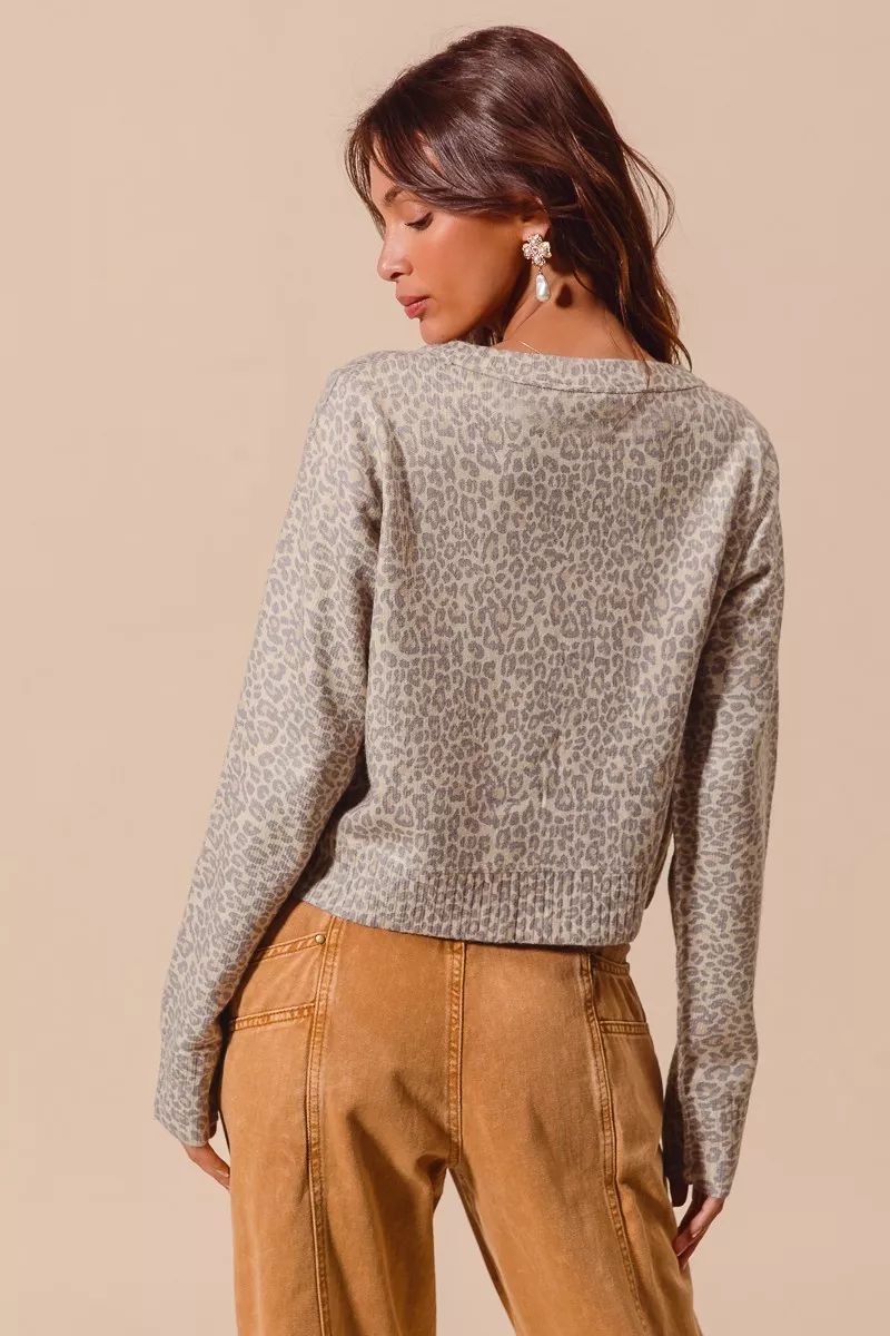 Two Tone Leopard Vintage Print Button Up Cardigan, image 10