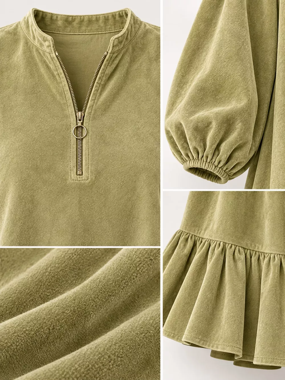 Quarter-Zip Ruffle Hem Mini Dress, image 5