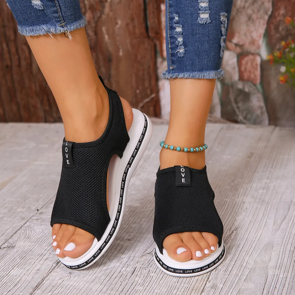 Mesh Open Toe Platform Sandals, image 2