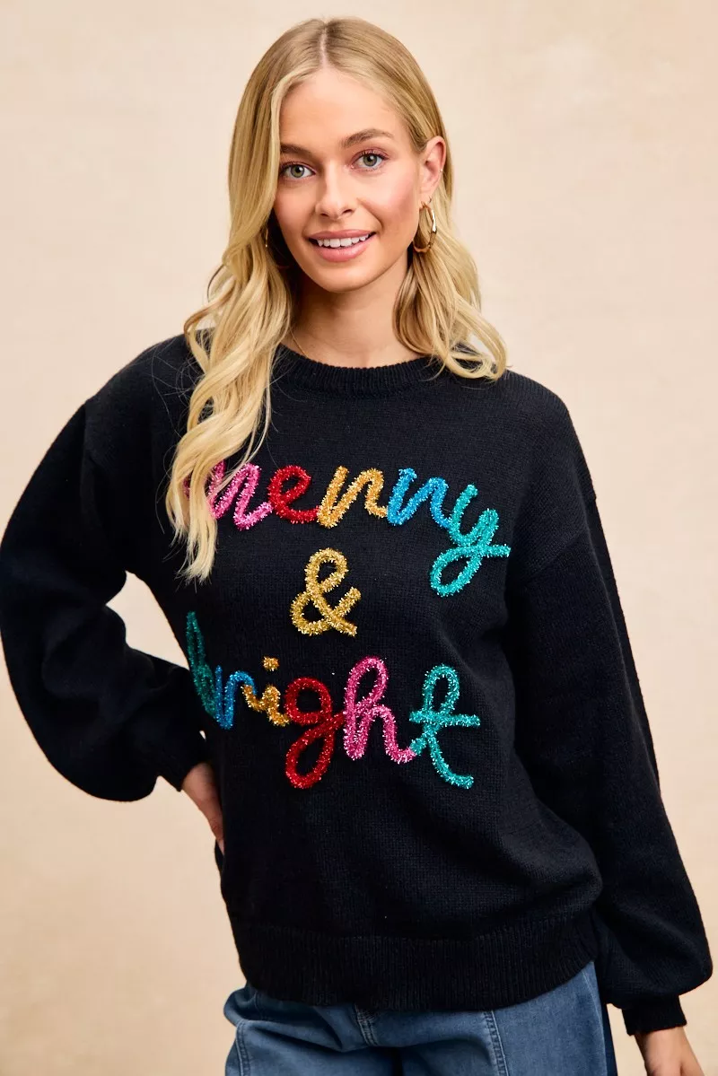 Tinsel Lettering Christmas Sweater, image 11