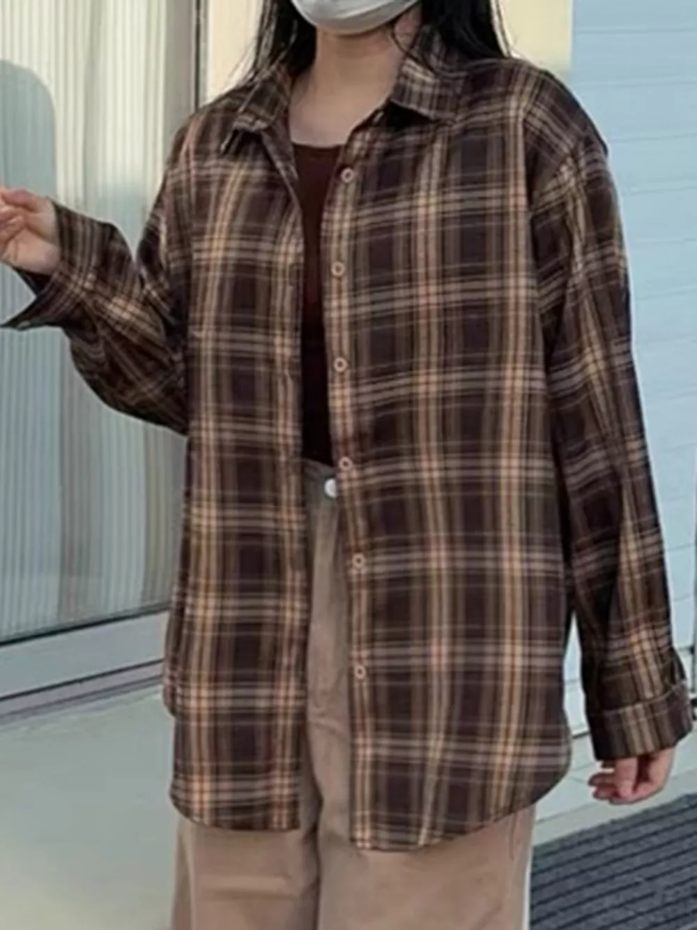 Casual Loose Fit Plaid Shirt, image 9