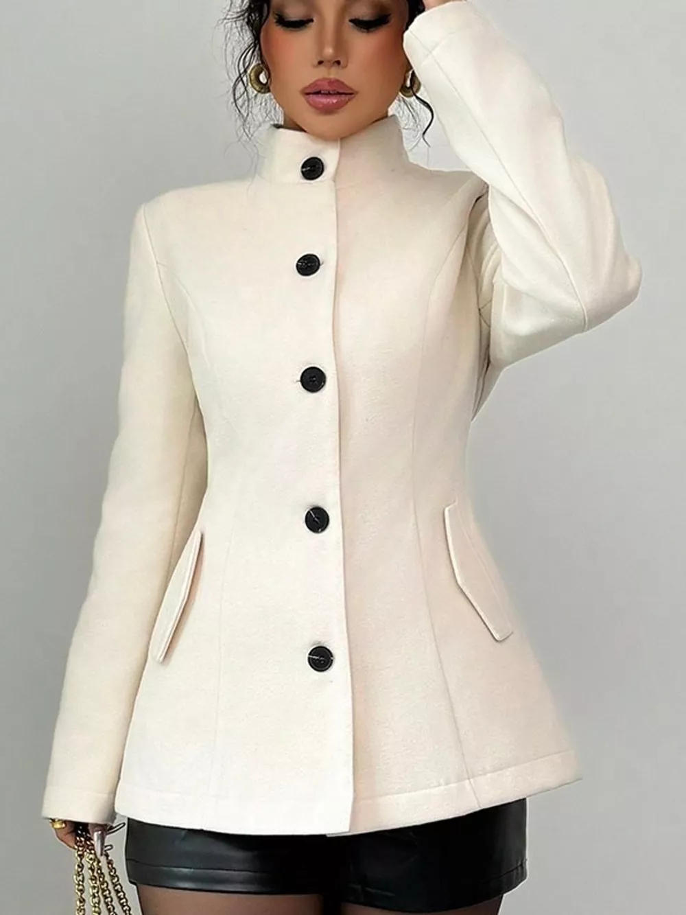 Stand-Collar Single-Breasted Outerwear, image 6