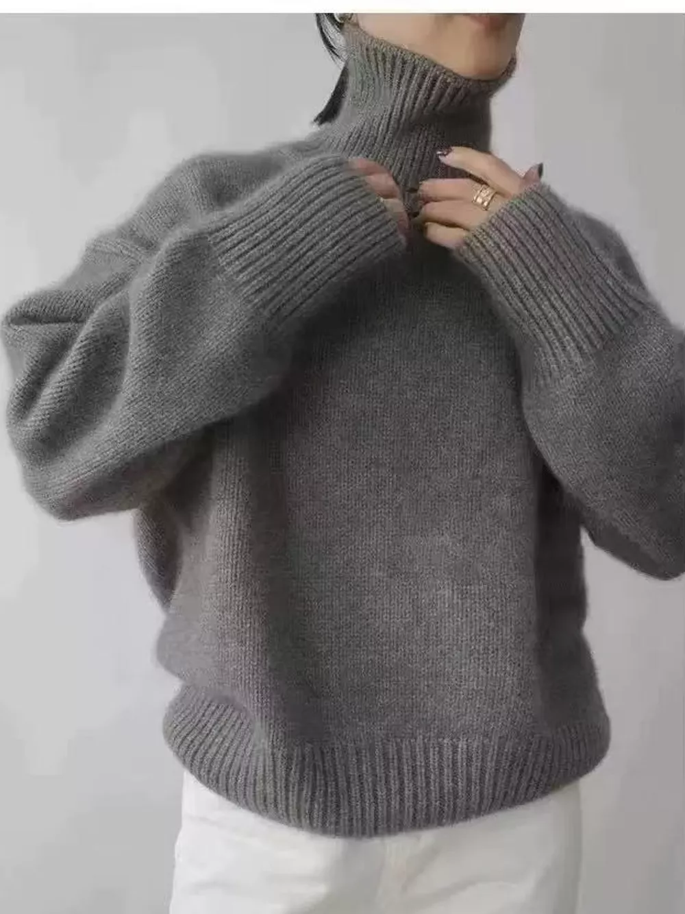 Turtleneck Dropped Shoulder Sweater, image 50