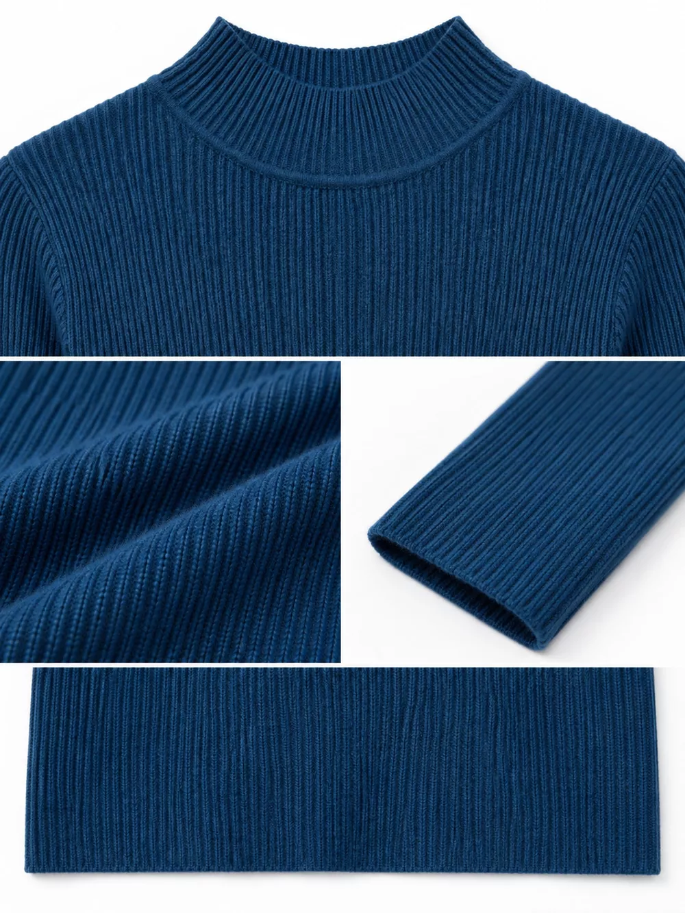 Elegant Slim-Fit Ribbed Mock Neck Knit Top, image 75