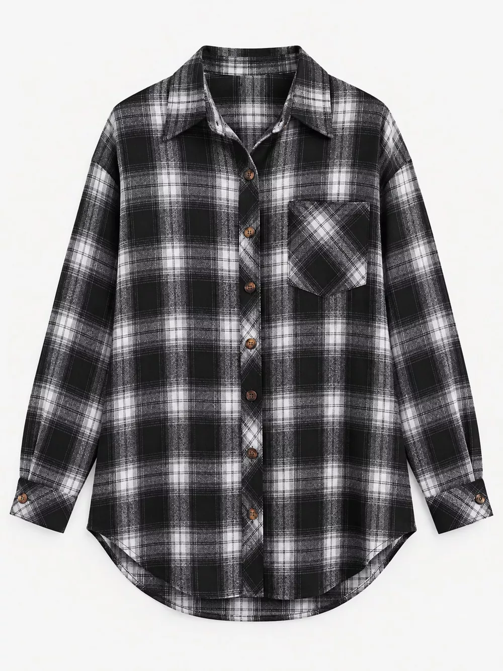 Plaid Button-Down Oversized Shirt, image 7
