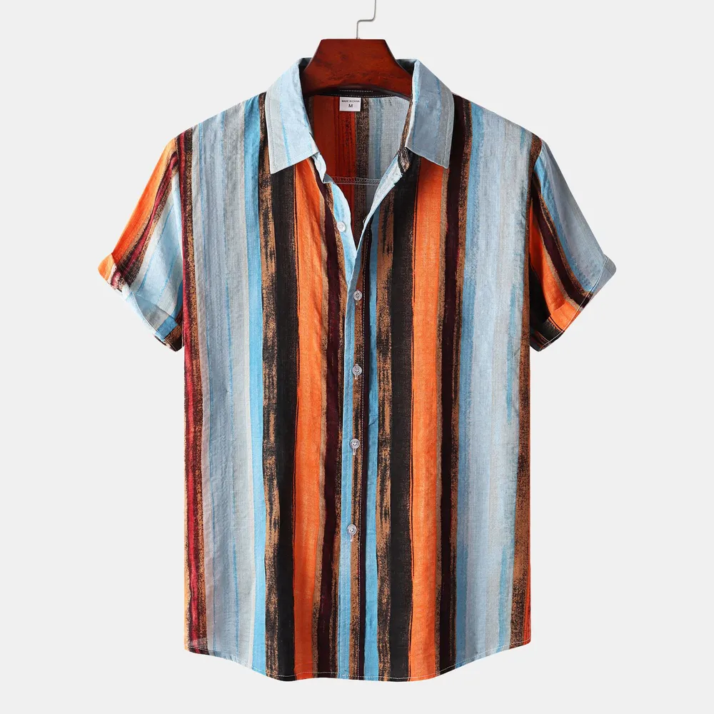 Men's Plus Size Button Down Striped Collared Neck Shirt, image 4