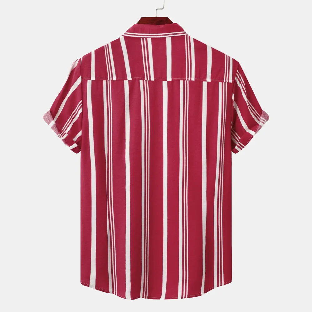 Men's Plus Size Striped Short Sleeve Button-Down Shirt, image 4