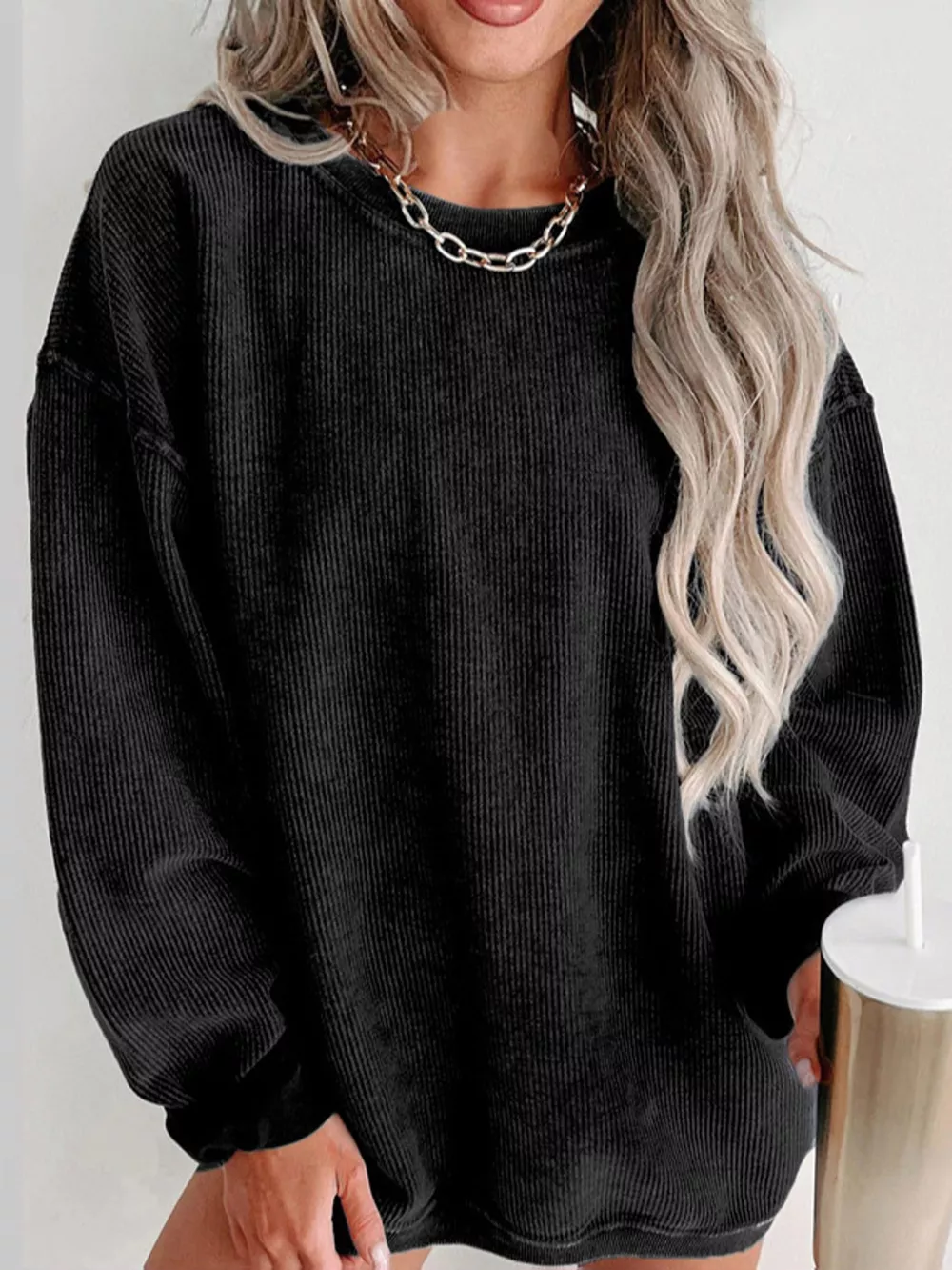 Casual Crew Neck  Dropped Shoulder Sweatshirt, image 6