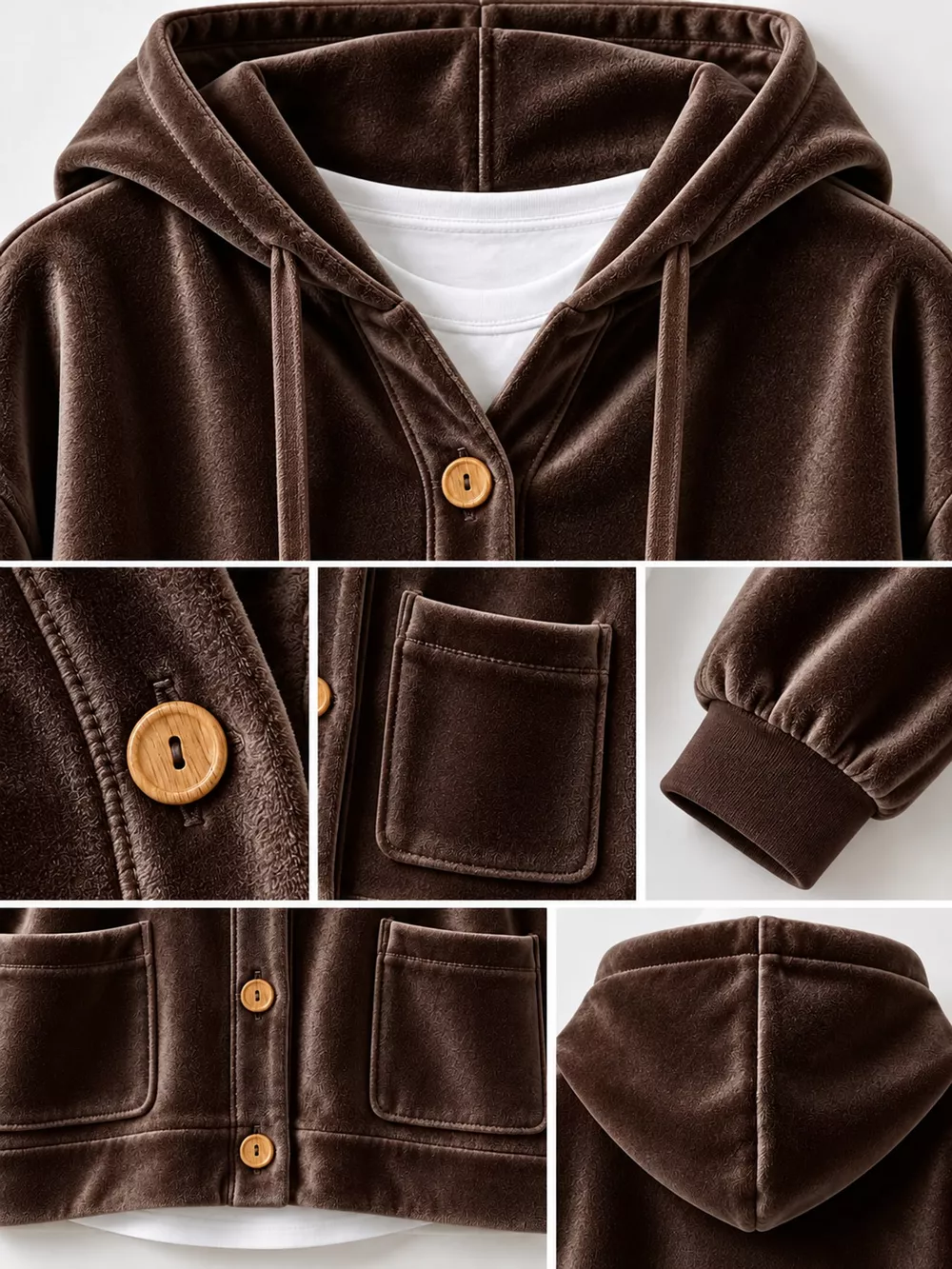 Full Size Velvet Dropped Shoulder Hoodie Plus Size, image 28