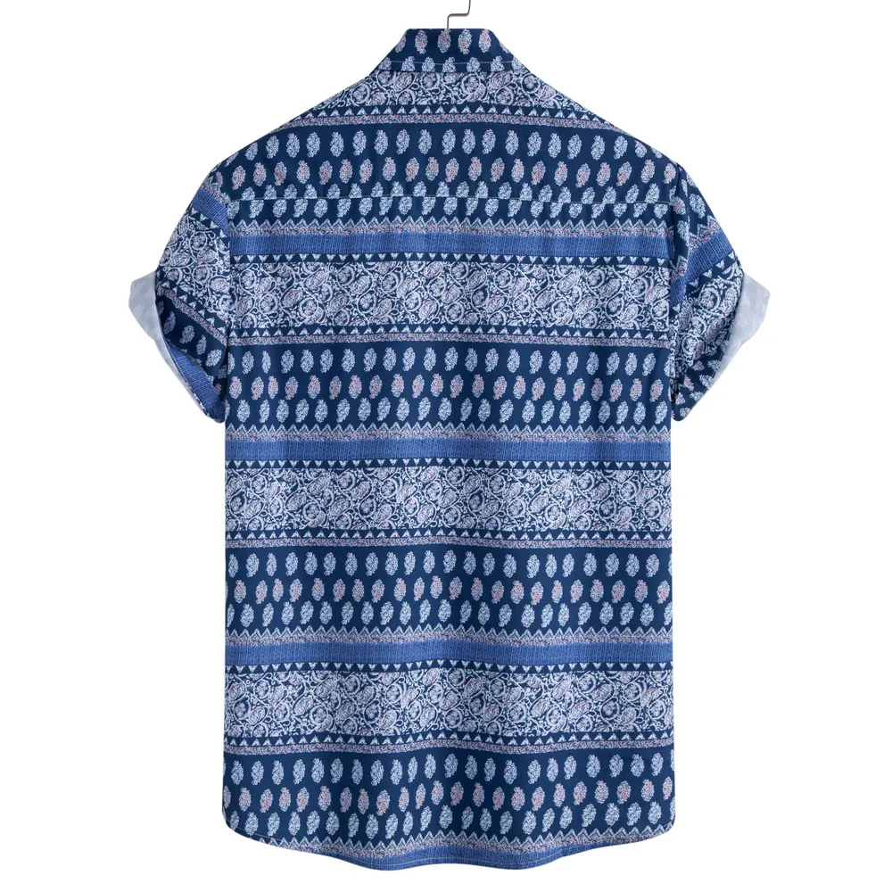 Men's Plus Size Geometric Print Short Sleeve Shirt, image 2