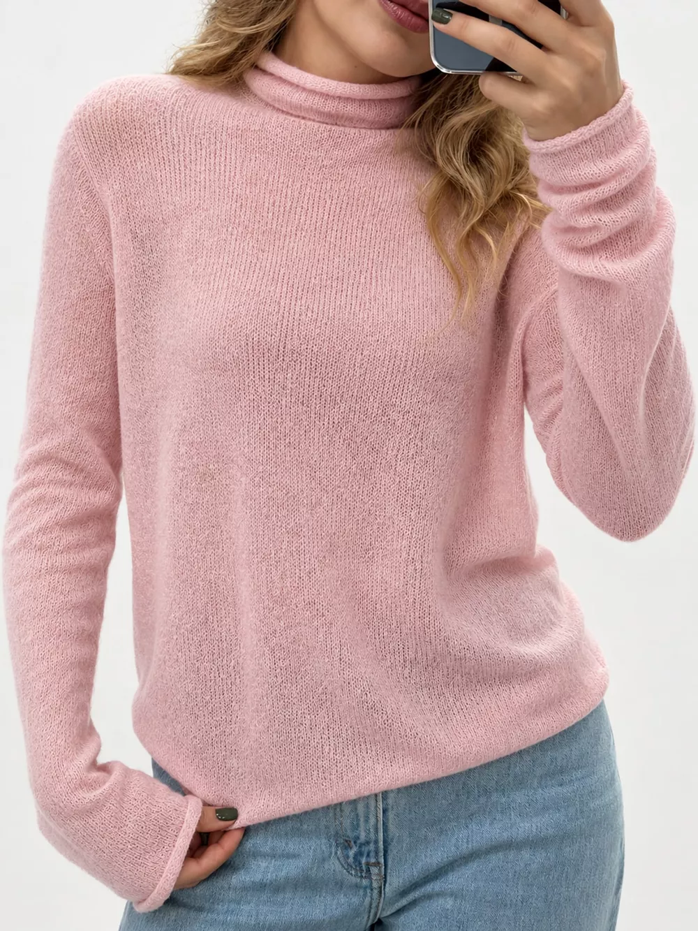 Sheer Turtleneck Knit Top, image 7