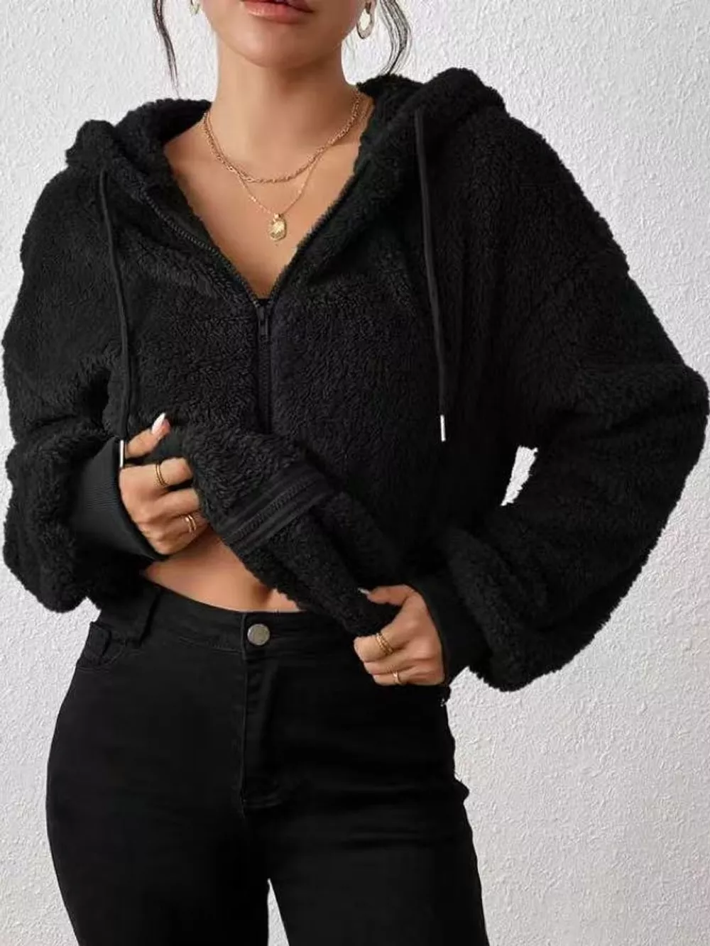 Fleece Zip-Up Hooded Jacket, image 2