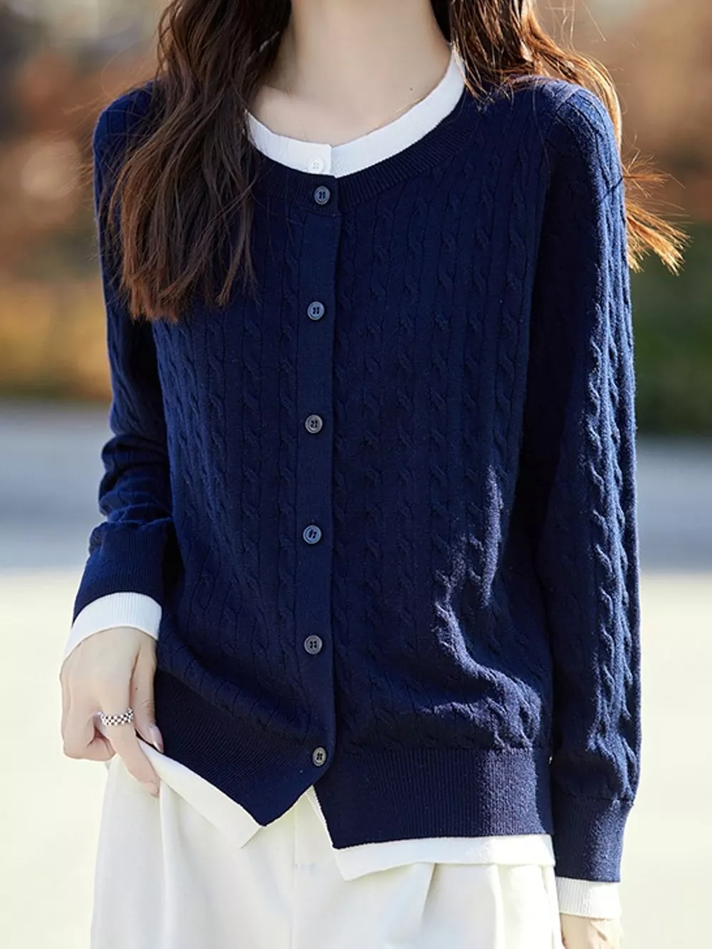 Cable-Knit Button-Down Cardigan, image 22