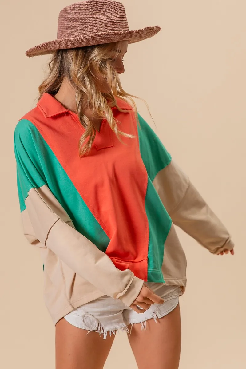 Colorblock Exposed Seam French Terry Sweatshirt, image 4