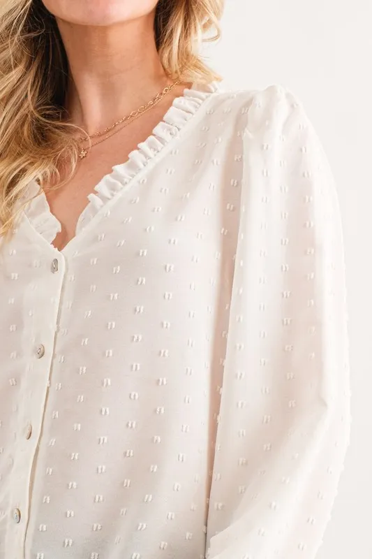 Polka Dot Ruffle Detailed Blouse Top, image 6