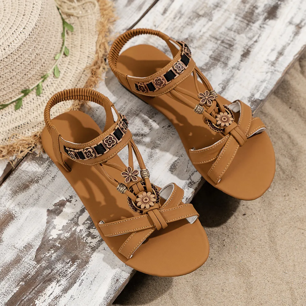 Flower Open Toe Flat Sandals, image 13