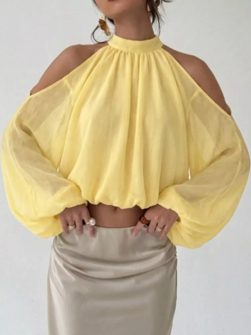 Cold-Shoulder Long Sleeve Blouse, image 10
