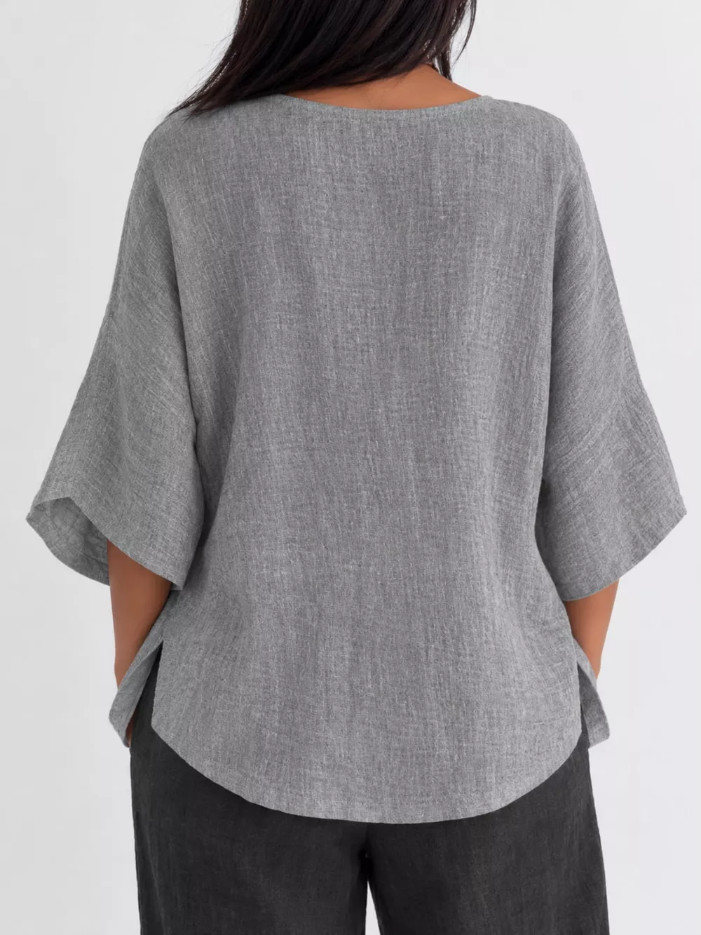 Full Size Loose Fit Linen Blend Blouse Plus Size, image 12
