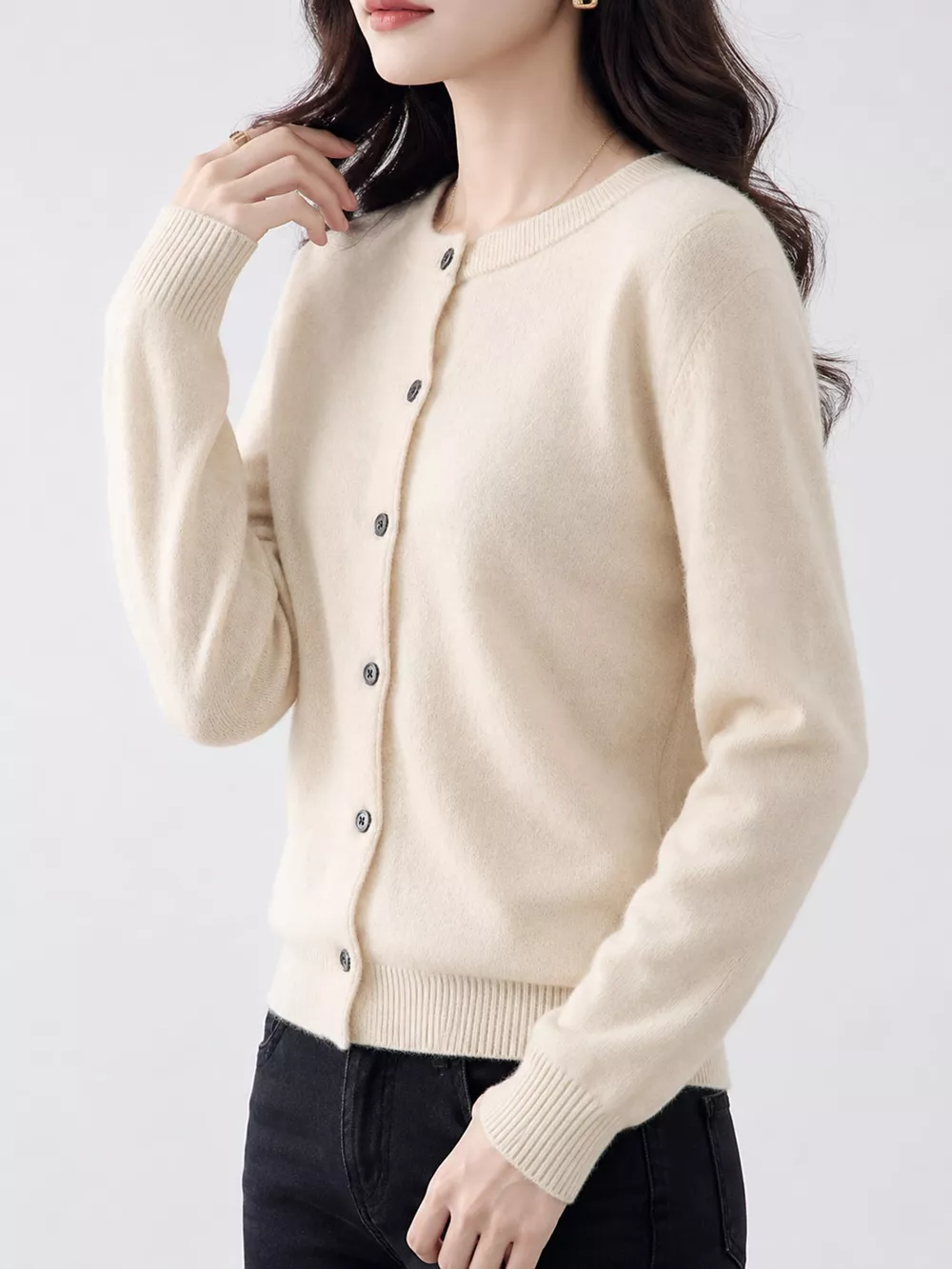 Crew Neck Button-Down Cardigan, image 17
