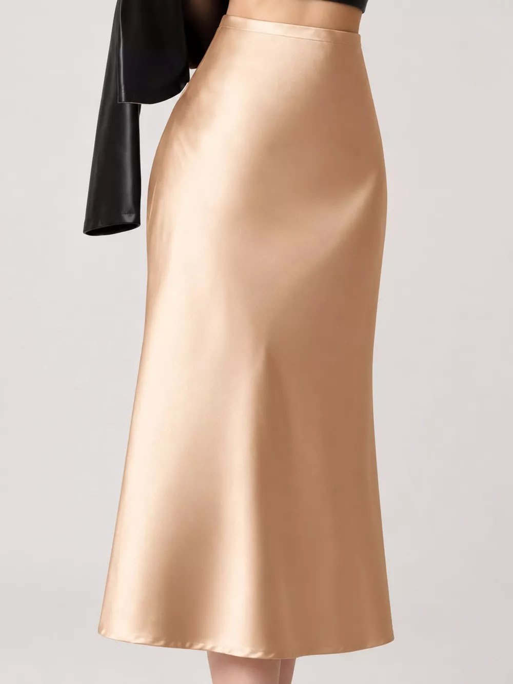 High-Waisted Satin Midi Skirt, image 11