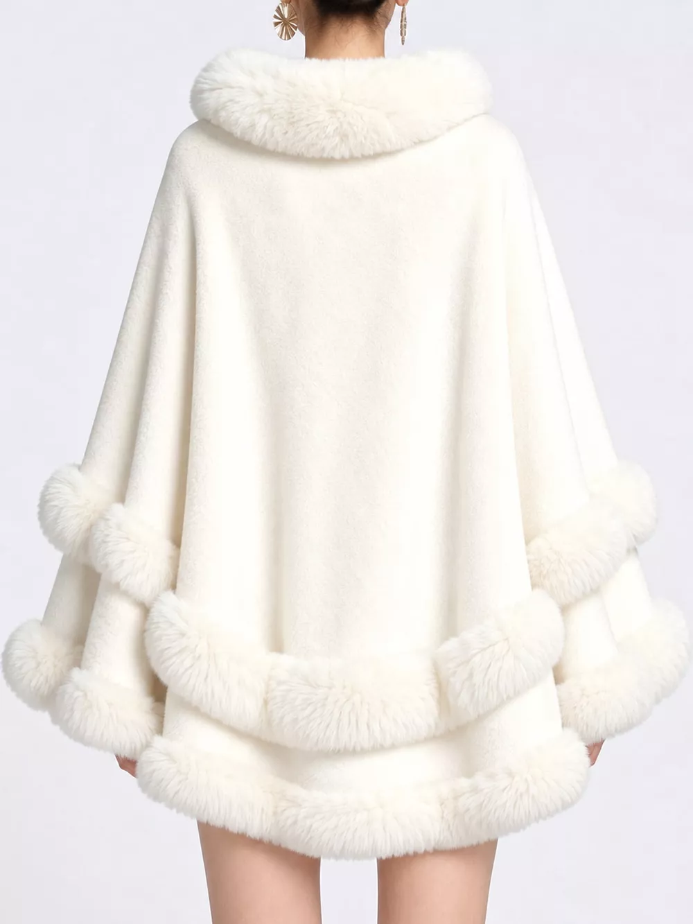 Faux Fur Trimmed Hooded Cape, image 46