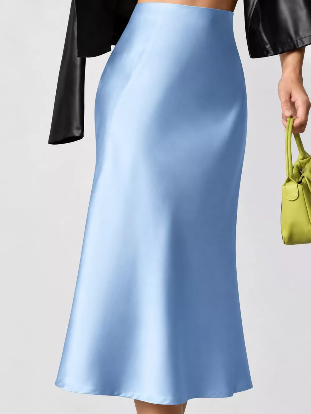 High-Waisted Satin Midi Skirt, image 22