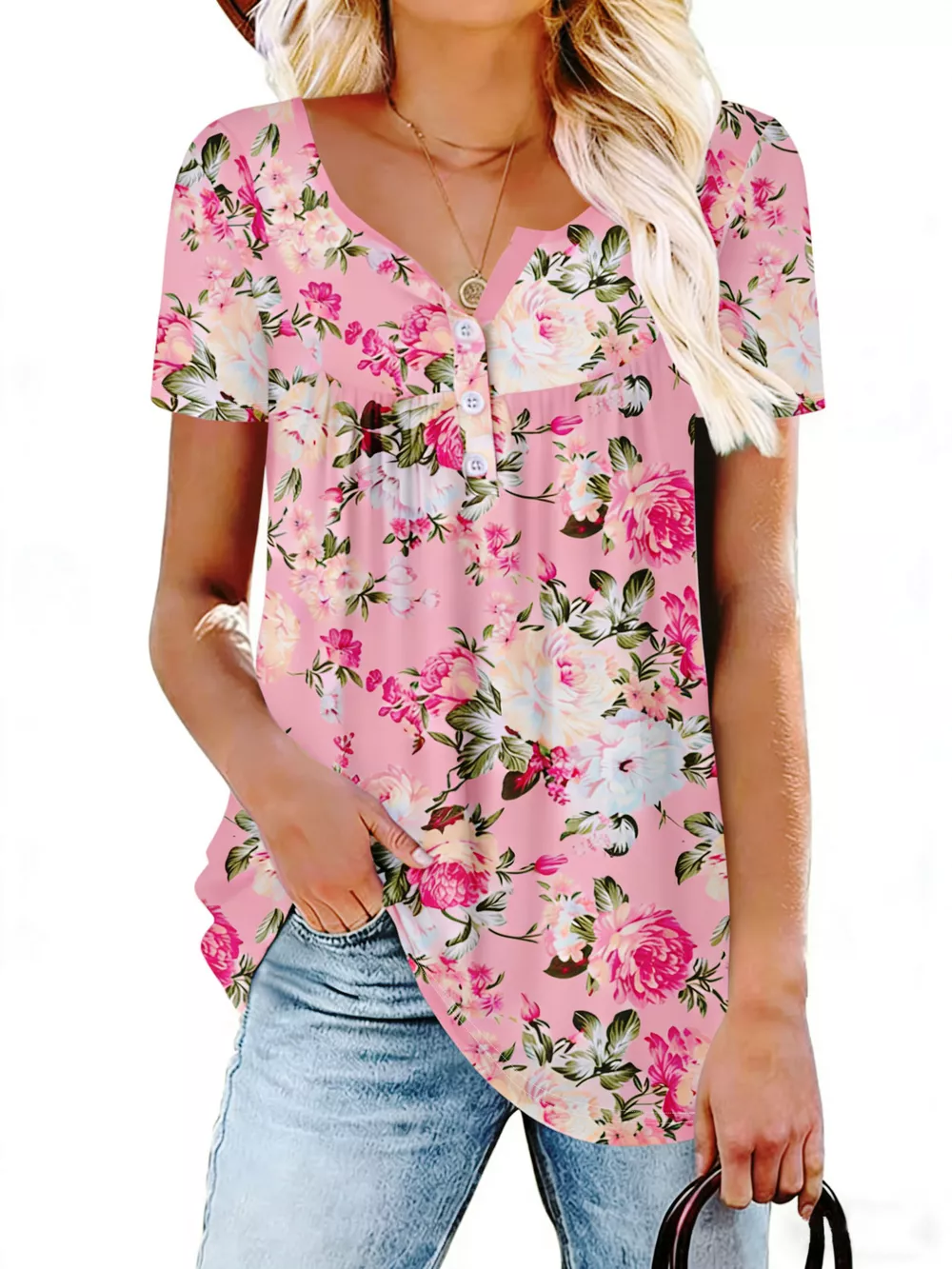 Plus Size Floral Print Short Sleeve T-Shirt, image 10